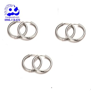 Bông tai nam inox 3 màu cao cấp khoen tròn sang trọng rẻ đẹp không đen HCM