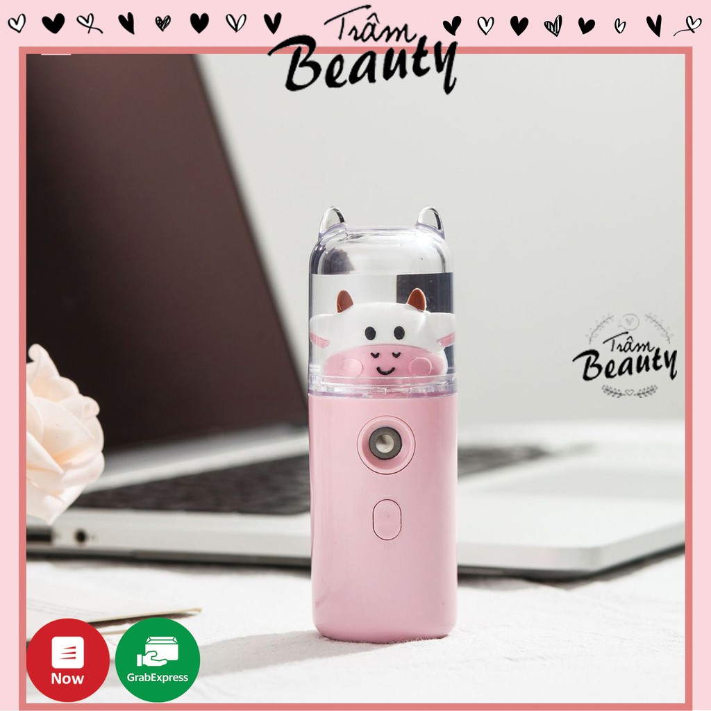 🐑Máy Phun Sương Cầm Tay 🐑Máy Xông Mặt NANO MINI Cầm Tay Làm Mát Cấp Tốc - Phiên Bản Bò Sữa Cute