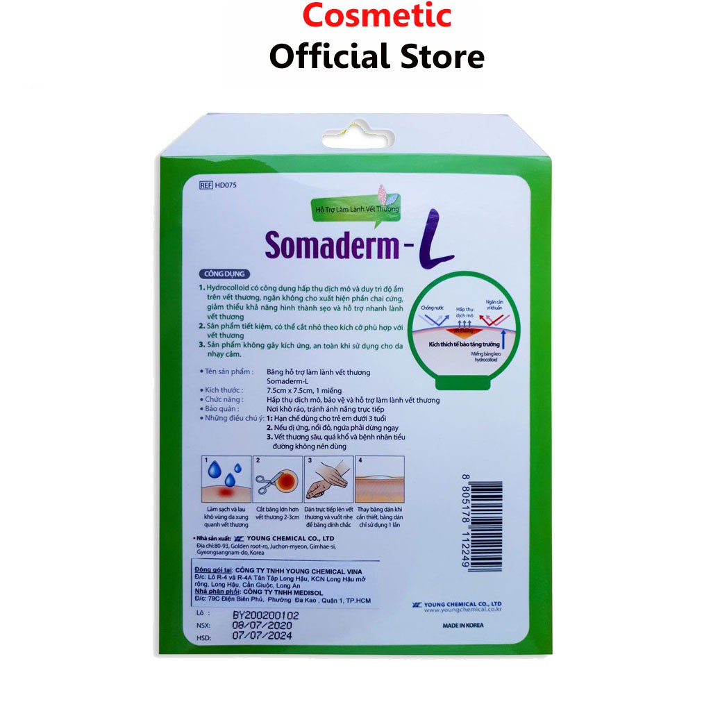 Miếng Dán Mụn - Vết Thương Somaderm-L (7.5cm x 7.5cm) | BigBuy360 - bigbuy360.vn
