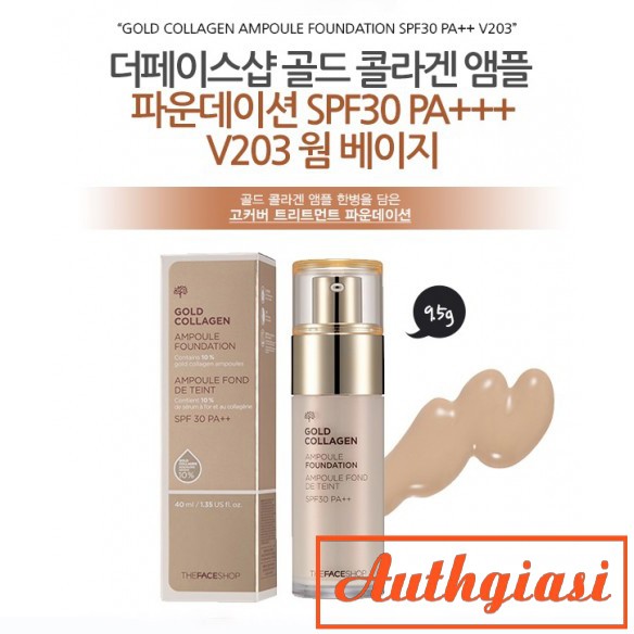 Kem nền bổ sung Collagen và Vàng The Face Shop Gold Collagen Ampoule Foundation TFS 40ml | BigBuy360 - bigbuy360.vn