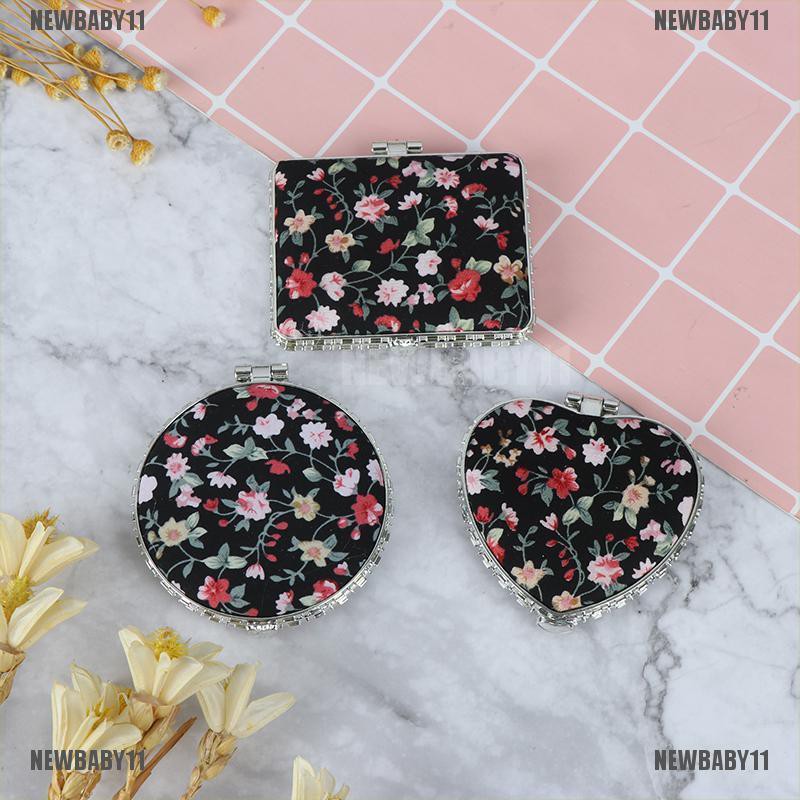 [NEWBABY11] Mỹ Phẩm Dạng Gập Mini Hai Mặt Họa Tiết Hoa Phong Cách Vintage