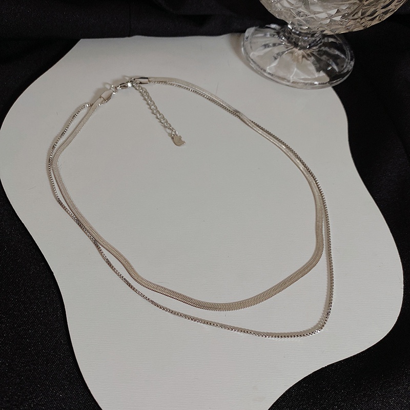 Vòng cổ Hai Lớp Hình Xương Rắn Phong Cách hip hop Thời Trang