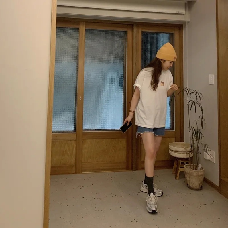 NRVP Áo thun 100% cotton dáng rộng thời trang Hàn Quốc cho nữ