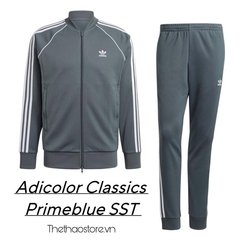 Bộ Quần Áo Thể Thao Unisex Nam Nữ Adidas SST Track - Màu Màu Xám