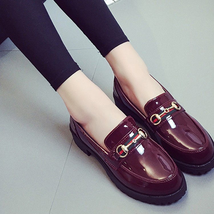 Giày lười IELGY da bóng phong cách Hàn Quốc trẻ trung thời trang dành cho nữ