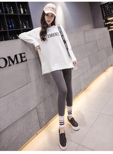 Quần legging big size màu xám lai bo sọc trắng size lớn 4Xl 65-85kg