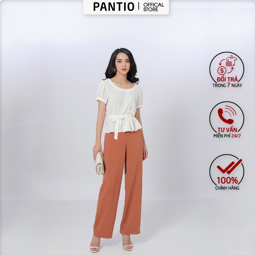 Áo sơ mi nữ trơn nơ cách điệu bo eo thời trang FAS31683 - PANTIO