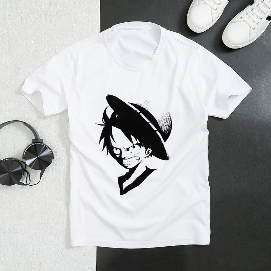 [FREE SHIP] - Áo thun one piece luffy siêu ngầu - trắng - tay ngắn - form rộng