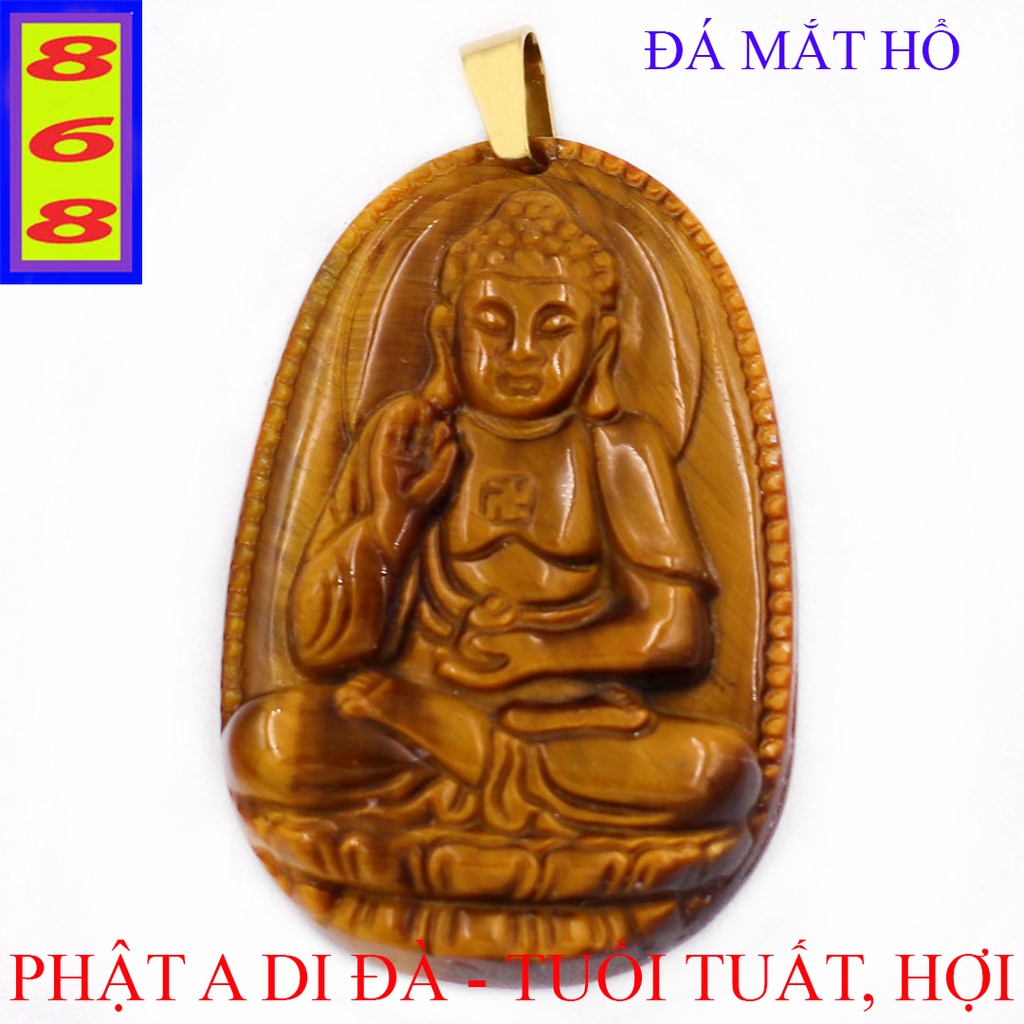 Mặt Dây Chuyền Phật A Di Đà Màu Vàng Nâu 3.6cm - Mặt Size Nhỏ - Tặng Kèm Móc Inox - Phong Thủy 868