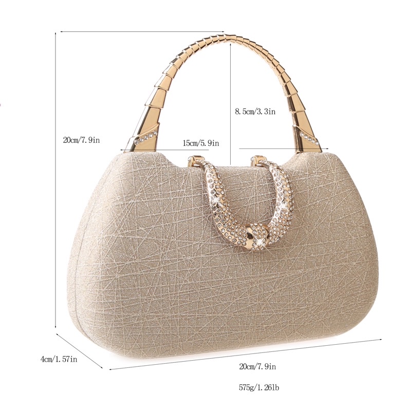 Clutch ví cầm tay dự tiệc khoá nữ hoàng cao cấp -túi bà sui quai kiềng nữ hoàng sang trọng
