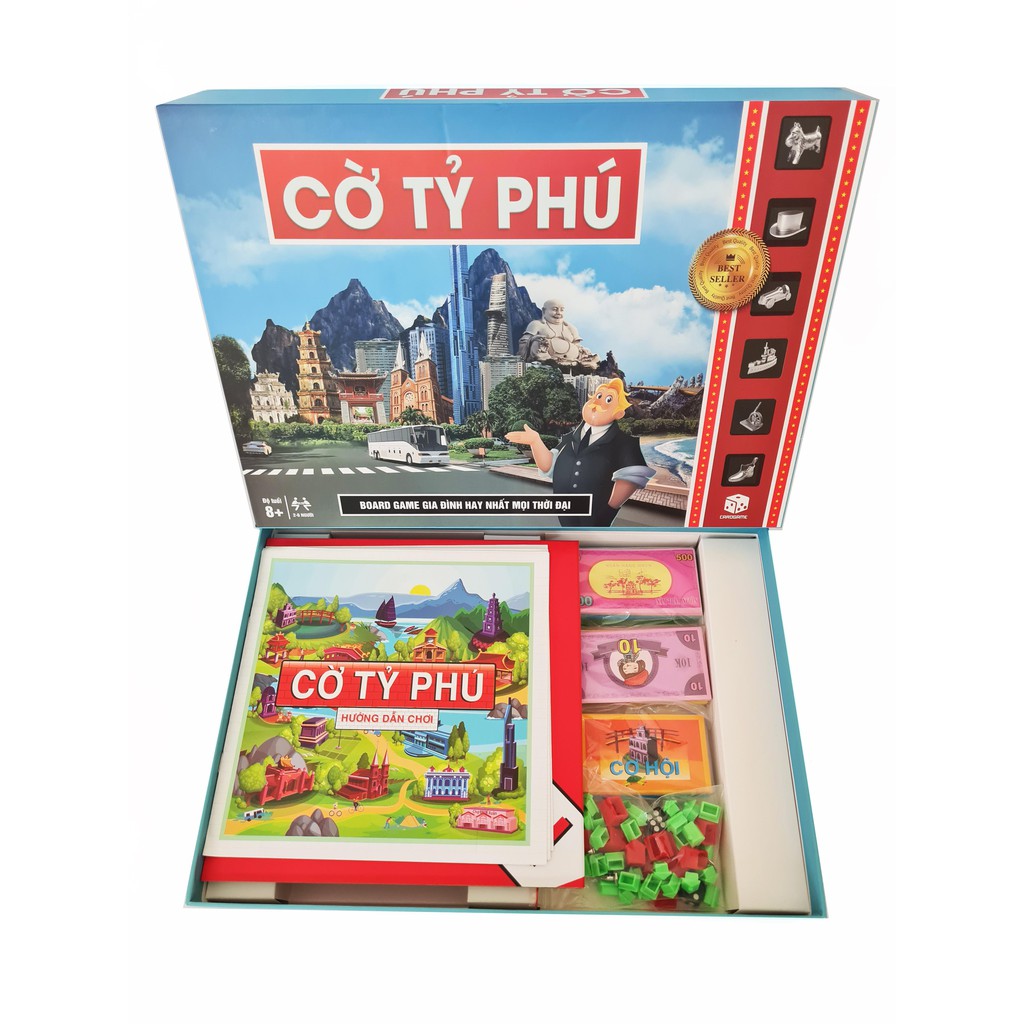 [COMBO 2 IN 1] Board game chơi theo nhóm Bộ Cờ tỷ phú Monopoly cao cấp  + Bộ thẻ bài Coup nhập vai nhân vật giá rẻ