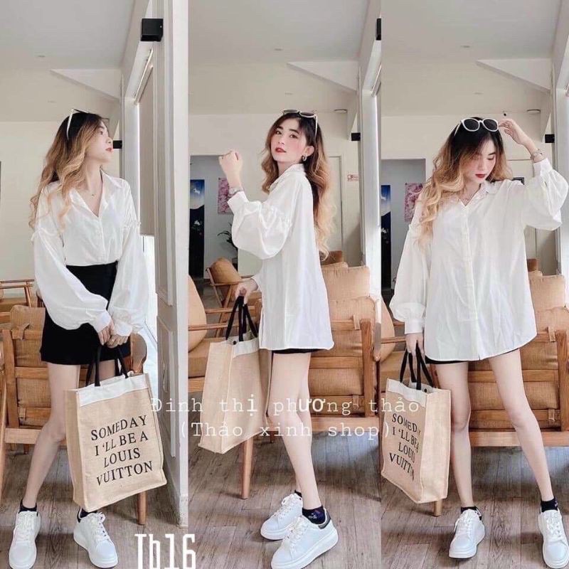 [Mã FASHIONT4WA2 giảm 10K đơn 50K] Áo Sơ Mi Trắng Dài Tay Nữ Phối Tay Bèo Chất Thô Lụa Mềm Giá Rẻ Siêu Xinh