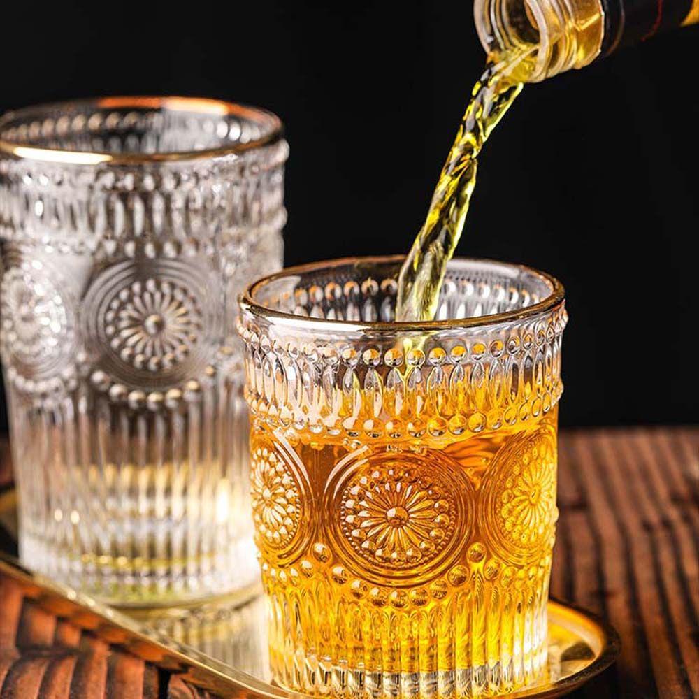 YIYU Kính Cốc Thủy Tinh Dập Nổi Họa Tiết Cổ Điển Cách Nhiệt Dùng Uống Bia / Nước Ép /