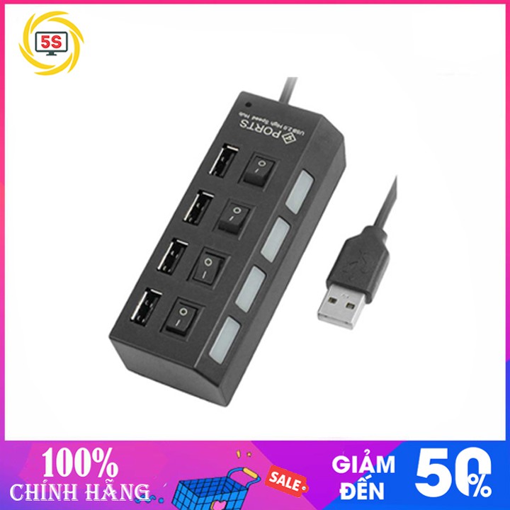 HUB Chia USB 4 Cổng - Có Công Tắc Và Có Đèn Led- Tốc Độ Cao - Tiện Dụng Và Chất Lượng