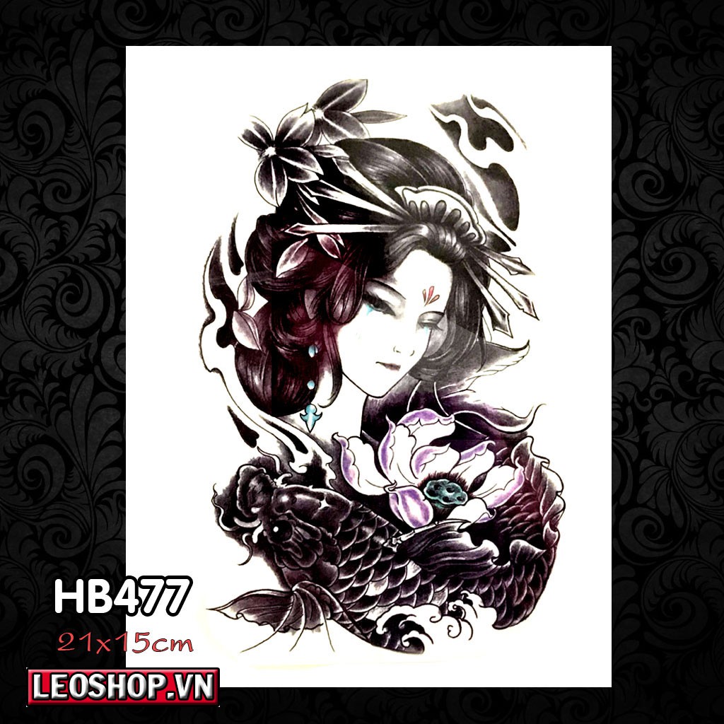 Hình Xăm Dán Geisha, Gái Nhật, Cô Gái Các Loại 4 (21x15cm)