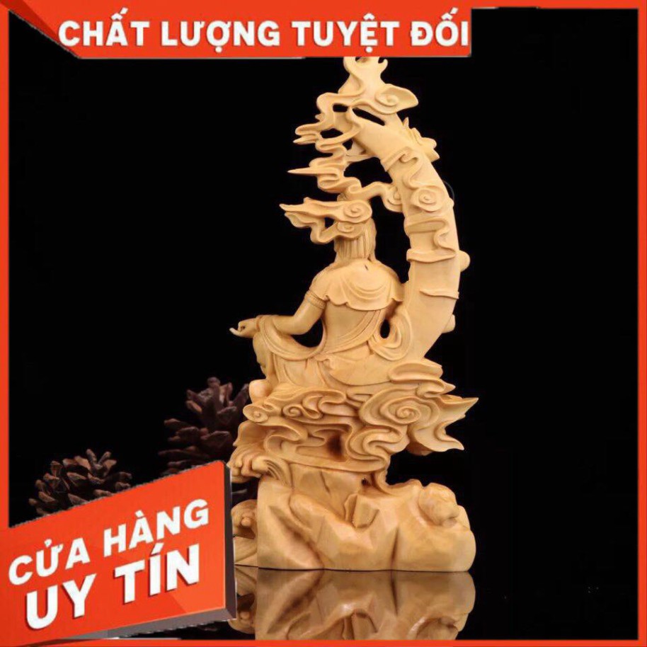 [ HÀNG ĐỤC TAY NGUYÊN KHỐI ] TƯỢNG QUAN ÂM TỰ TẠI - Gỗ Hoàng Dương cao cấp - ĐÚNG ẢNH ĐÚNG MẪU