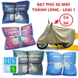 Bạt phủ xe máy Thành Long (Chính hãng - Hàng loại 1 - Loại có tai) Bạt chùm cao cấp giúp bảo vệ xe máy khỏi mưa, nắng