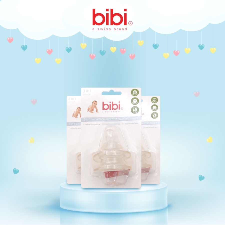 Bộ 2 núm ty cổ rộng silicone Bibi