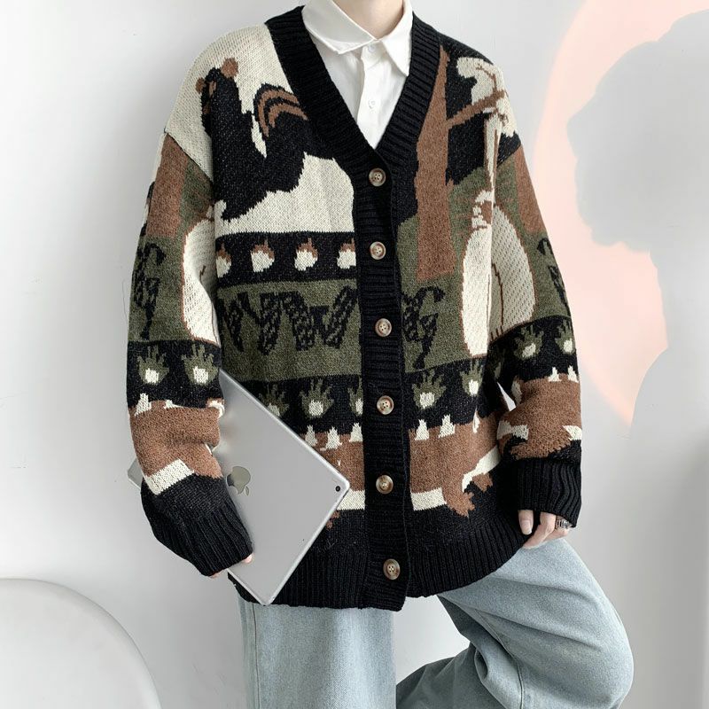 Áo Khoác Cardigan Vintage Nhẹ Nhàng Unisex