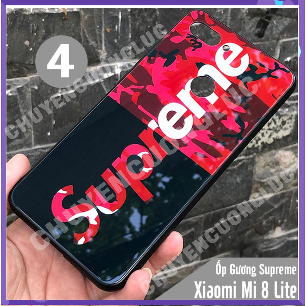 [BAO GIÁ] Ốp lưng Xiaomi Mi 8 Lite gương SUPREME - mặt kính cứng viền nhựa dẻo