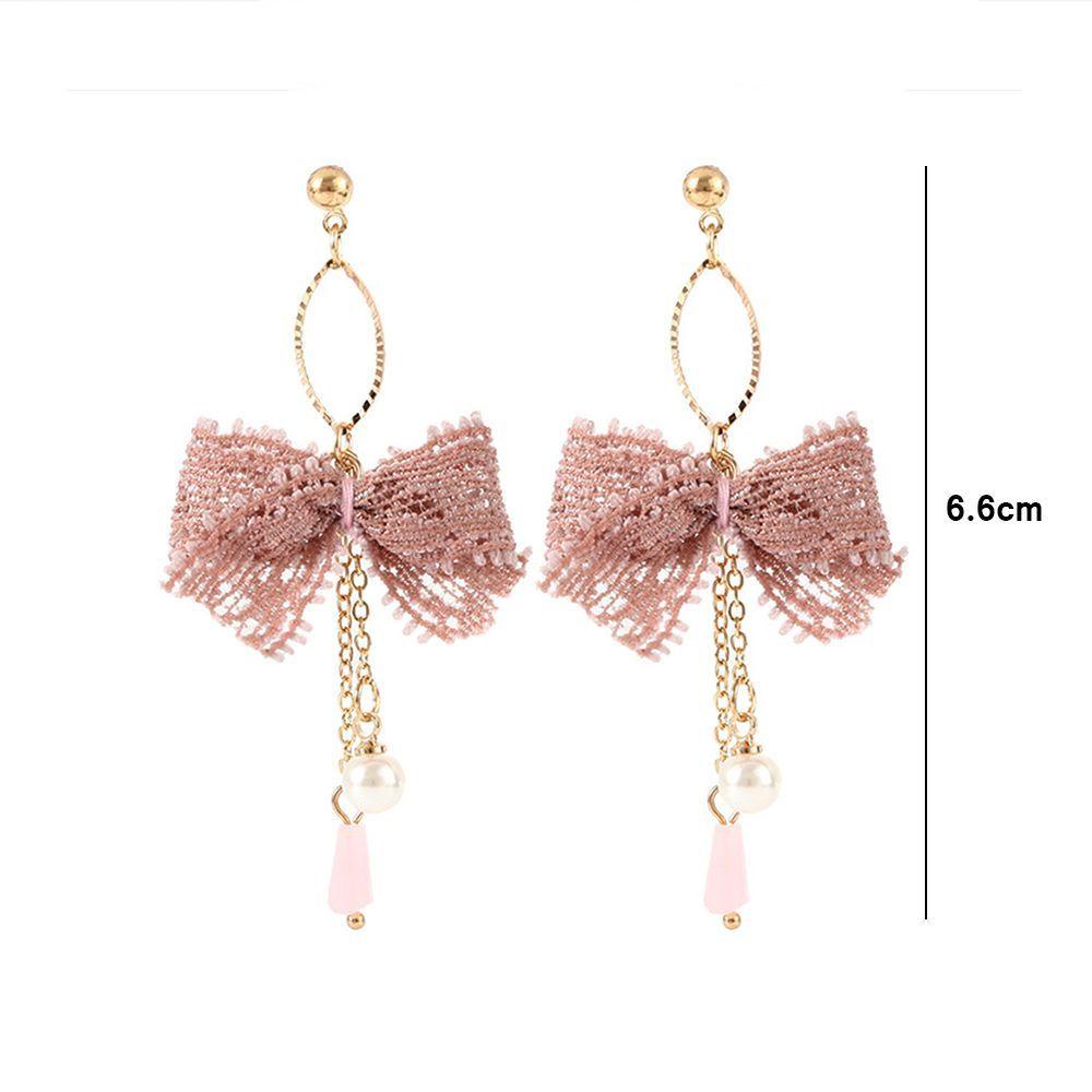 Qqmall Khuyên Tai Móc Thắt Nơ Ren Làm Quà Tặng Cho Nữ Brincos Hàn Quốc