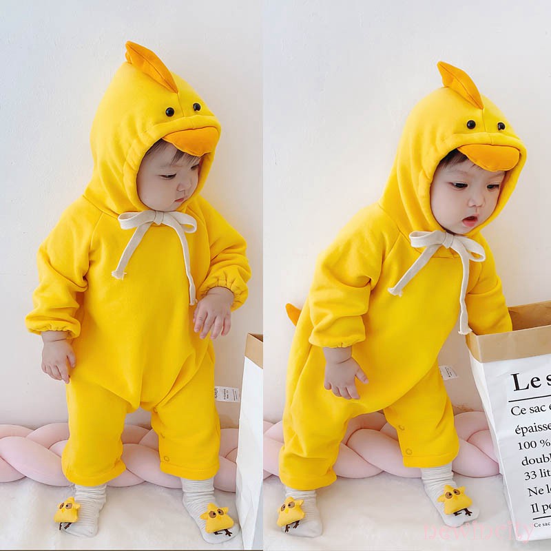 Bộ đồ liền thân tay dài họa tiết hoạt hình phong cách Hàn Quốc đáng yêu cho bé