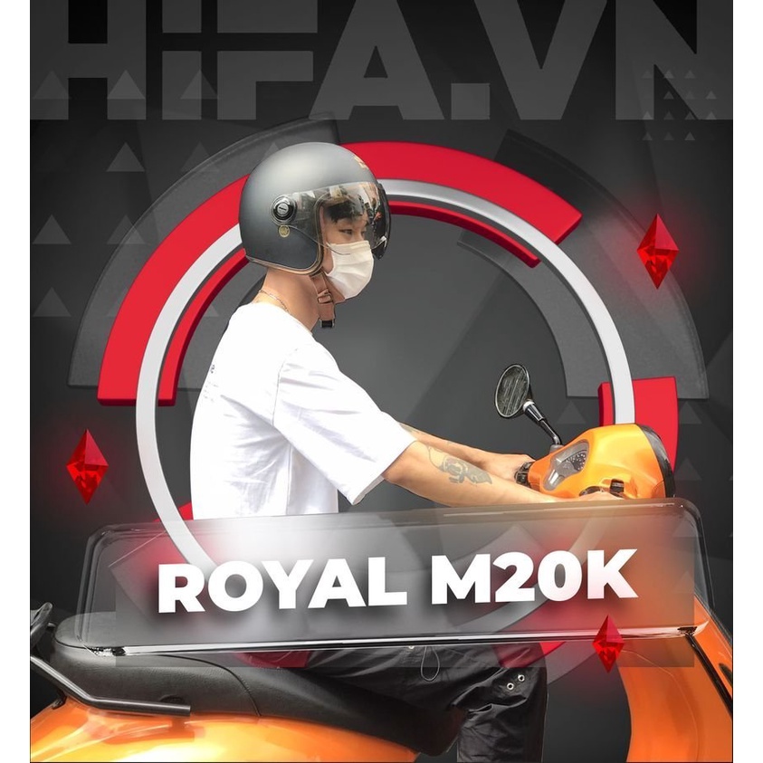 Mũ bảo hiểm 3/4 Royal M20K có kính che mặt, lót tháo rời, có viền đồng, được bảo hành 12 tháng