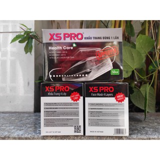 Hộp 50 Khẩu Trang Y Tế 4 Lớp Màu Xám XS PRO Cao Cấp