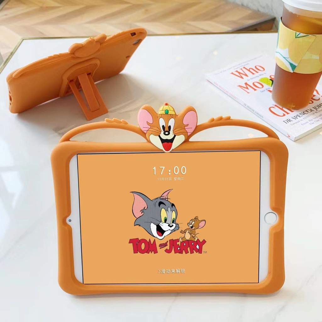 Cute TOM&jerry  Ốp máy tính bảng silicon hìn Tom & Jerry chống rơi vỡ giá đỡ 2020 iPad Pro/ Air 1/ Air2/ iPad2/ 3/ 4/ Mini 5 Huawei M7 | BigBuy360 - bigbuy360.vn