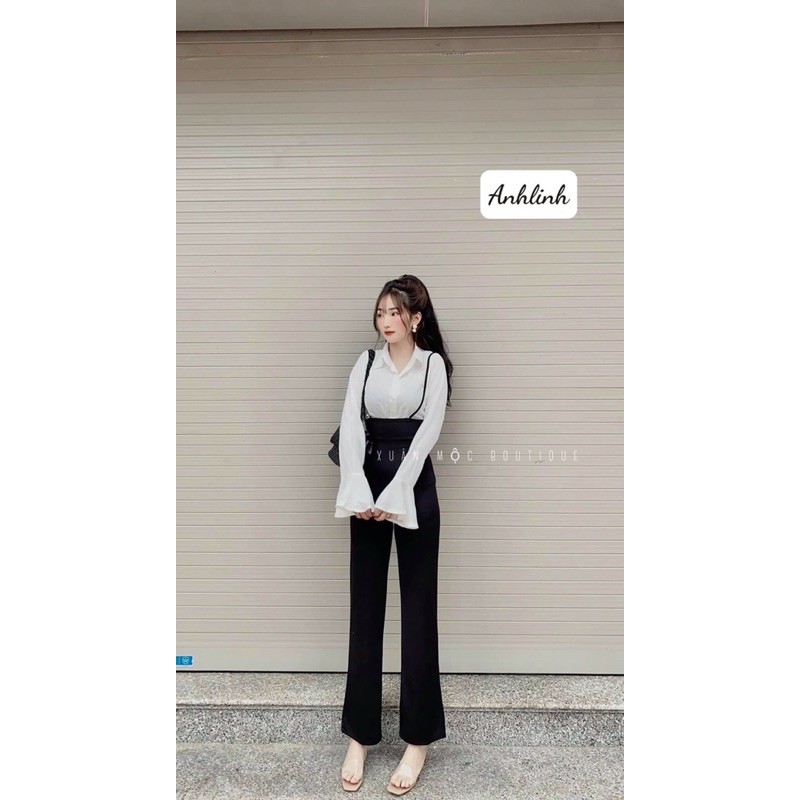 Set quần umi kèm áo sơ mi tay loe