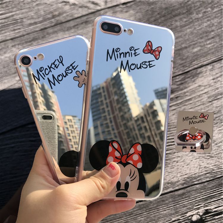 Ốp điện thoại TPU có gương hình Mickey Minnie cho iphone 5 6/6s 7/8 6/7/8Plus X/XS XR XSMAX 11 11PRO 11PROMAX 12 Mini 12PROMAX