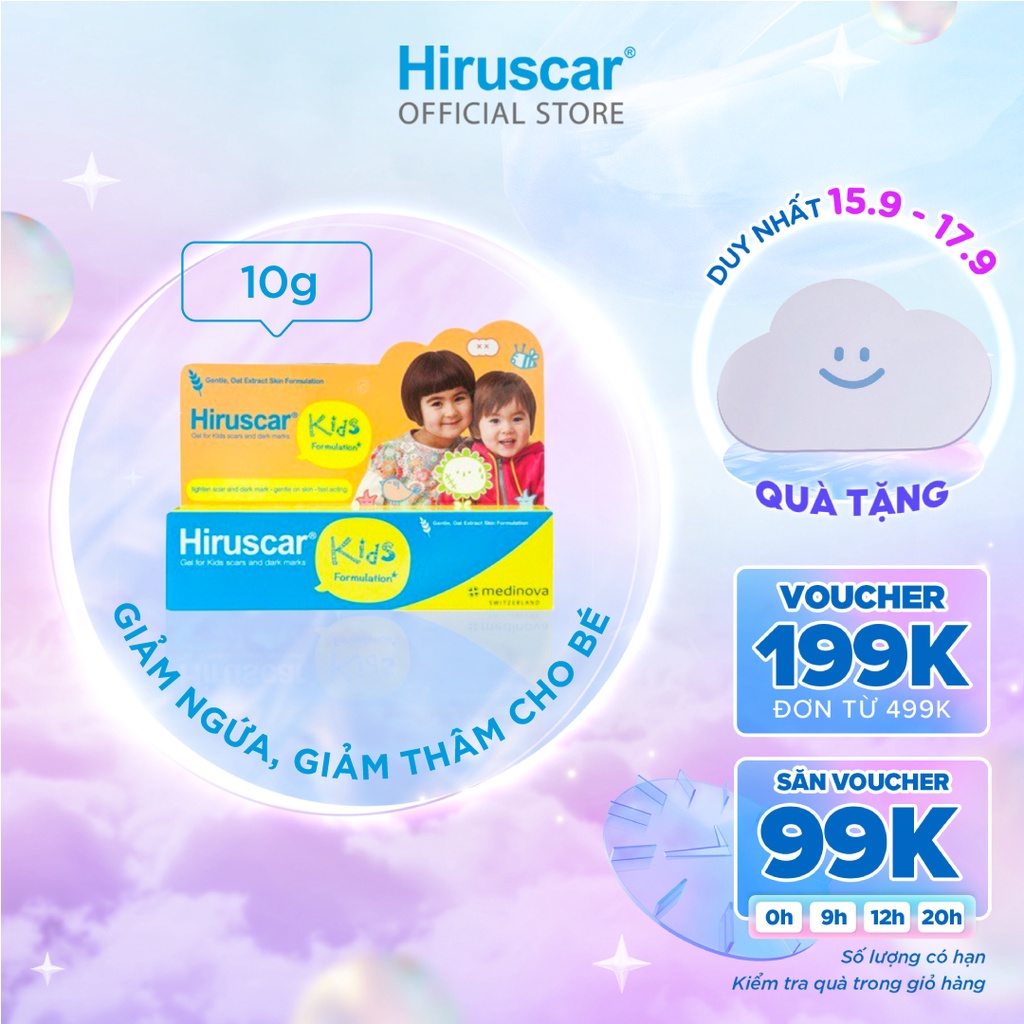 Gel cải thiện sẹo và vết thâm ngứa trẻ em Hiruscar Kids 10g