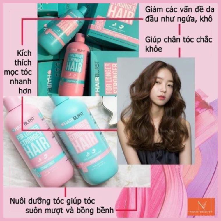 Cặp 2 chai dầu gội xả HAIR BURST xanh-hồng "