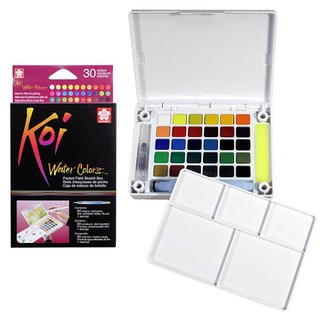 Bộ Màu Nước Koi Sakura 30 Màu Nén Bỏ Túi (Kèm Cọ Nước Thân Dài) Chính hãng