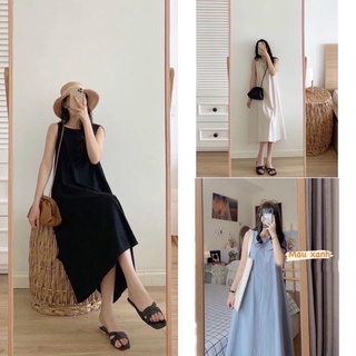 Váy đũi dáng suông xoè ba lỗ đầm maxi có túi có size siêu đẹp