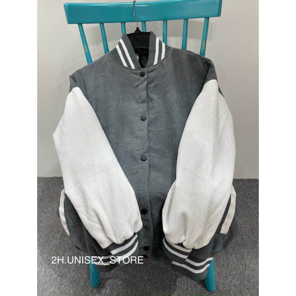 ÁO KHOÁC BOMBER UNISEX NAM NỮ CHẤT NHUNG TĂM  PHỐI 2 MÀU FORM OVERSIZE THỜI TRANG 2H.UNISEX_STORE