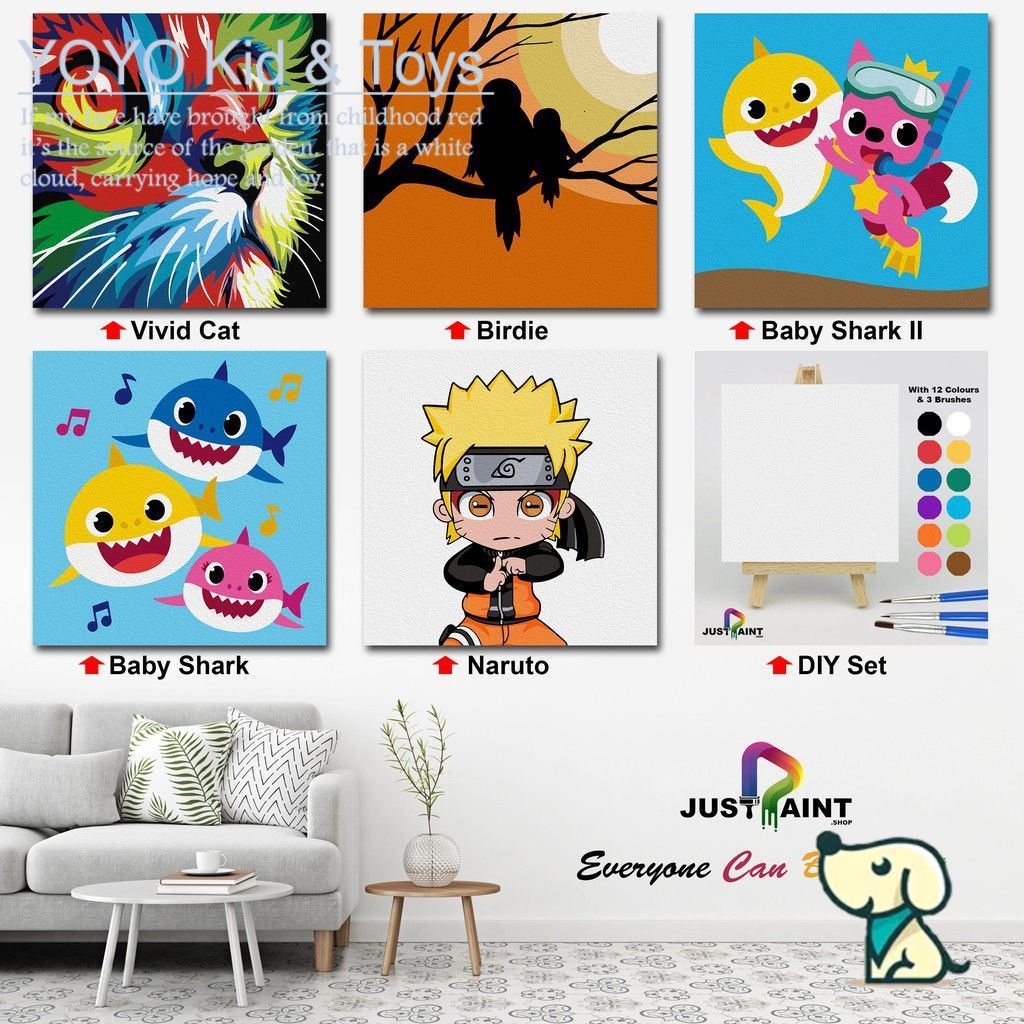 YoYo❤️ Wall Art /Dầu Số Hóa Tự Tô Màu Theo Số/  DIY Canvas Acrylic Paint / Painting kit / Deco Colouring art / 20X20CM noframe 12 XH123 | BigBuy360 - bigbuy360.vn