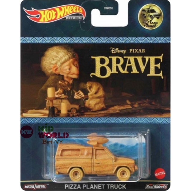 Xe mô hình Hot Wheels Premium Brave Series Pizza Planet Truck HDT49, bánh cao su.