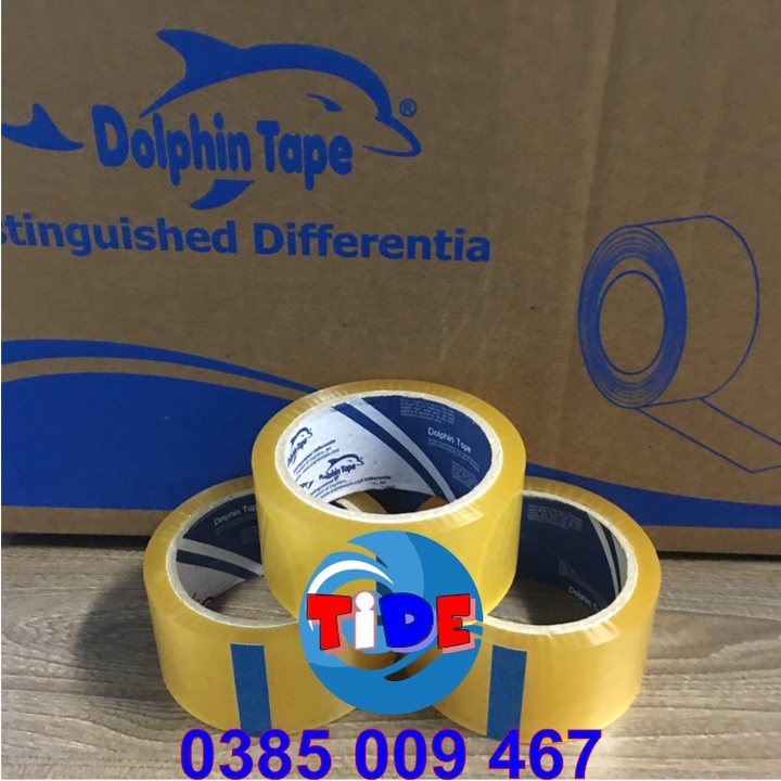 1 cuộn (48mm x 50M) Băng dính không kêu Dolphin – Băng keo OPP không ồn khi sử dụng – Chuyên dùng đóng gói hàng hoá