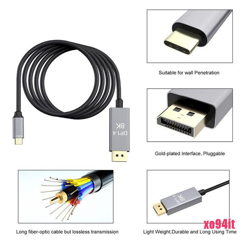 USB C to DisplayPort 1.4 8K Cable USB-C PD 8K@60Hz Thunderbolt 3 to Displa