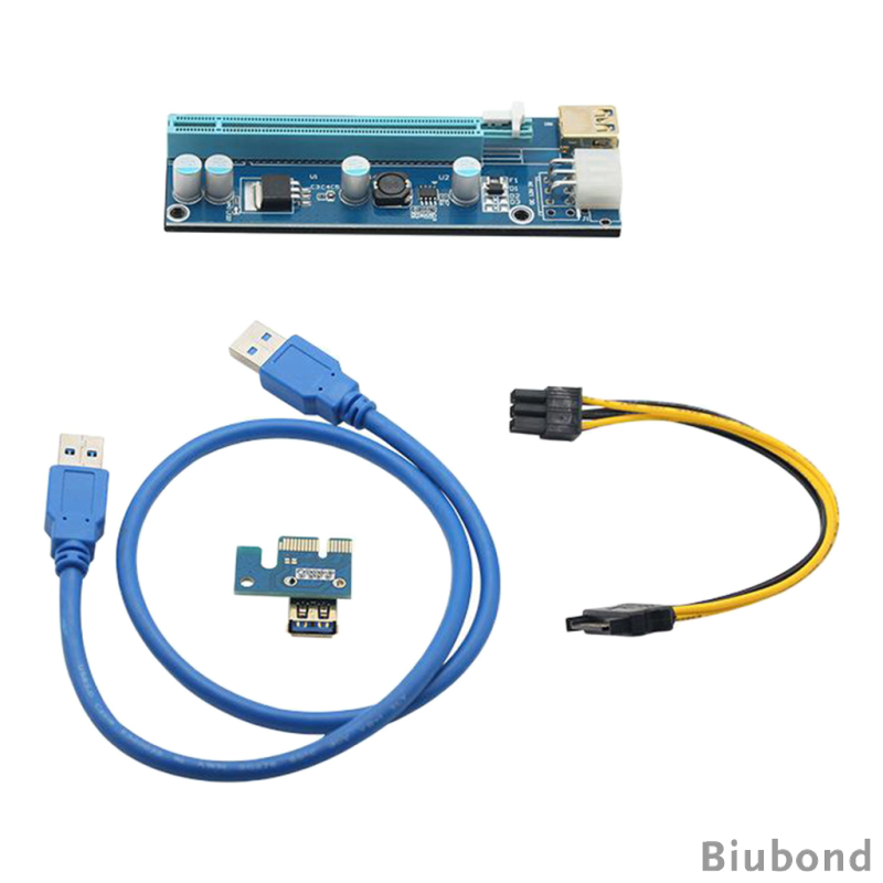 Ubit  Latest PCI-E Riser Express Cable 1X to 16X with Led Graphics Extension Powered Riser Adapter Card +60cm USB 3.0 Cable