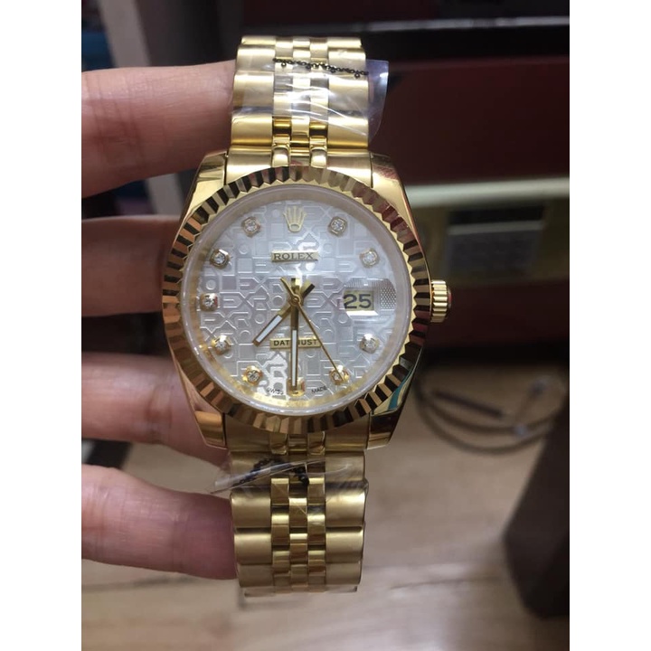 Đồng hồ Nam Rolex máy nhật mặt vi tính dòng cơ Automatic size 38mm vàng rực rỡ