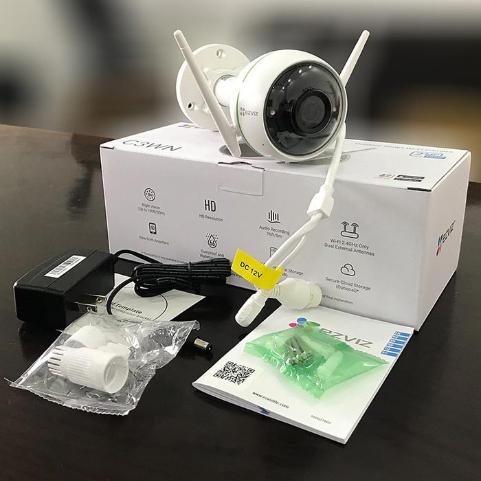Camera wifi ezviz C3WN ngoài trời có cổng lan +thẻ nhớ chính hãng ngoài trời 1080p