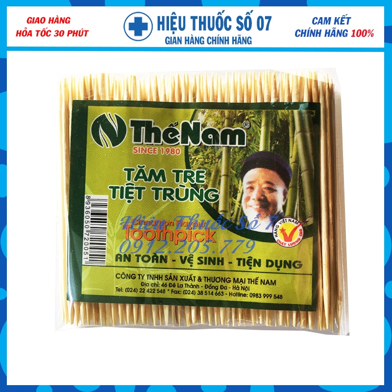 Tăm tre tiệt trùng Thế Nam(since 1980) tăm xỉa răng, an toàn, vệ sinh, tiện dụng set 1 gói