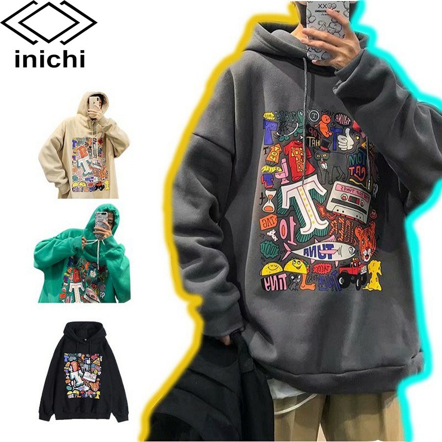 Áo Hoodie INICHI A789 Nam Nữ phong cách Harajuku cá tính chất nỉ cực hot trand