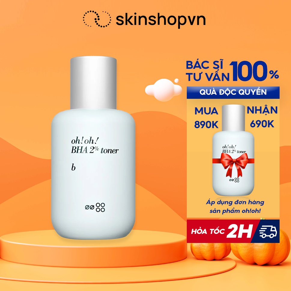 Nước Cân Bằng Oh!Oh! 2% BHA Tẩy Tế Bào Chết, Làm Sạch Sâu Da 75ml skinshopvn