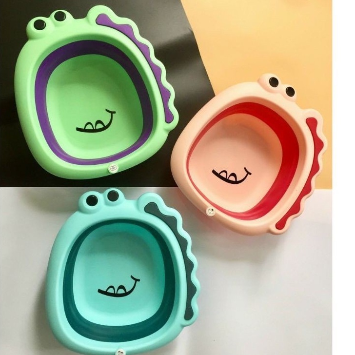 Chậu tắm, chậu rửa mặt, chậu đa năng gấp gọn silicon tiện lợi, dễ thương cho bé