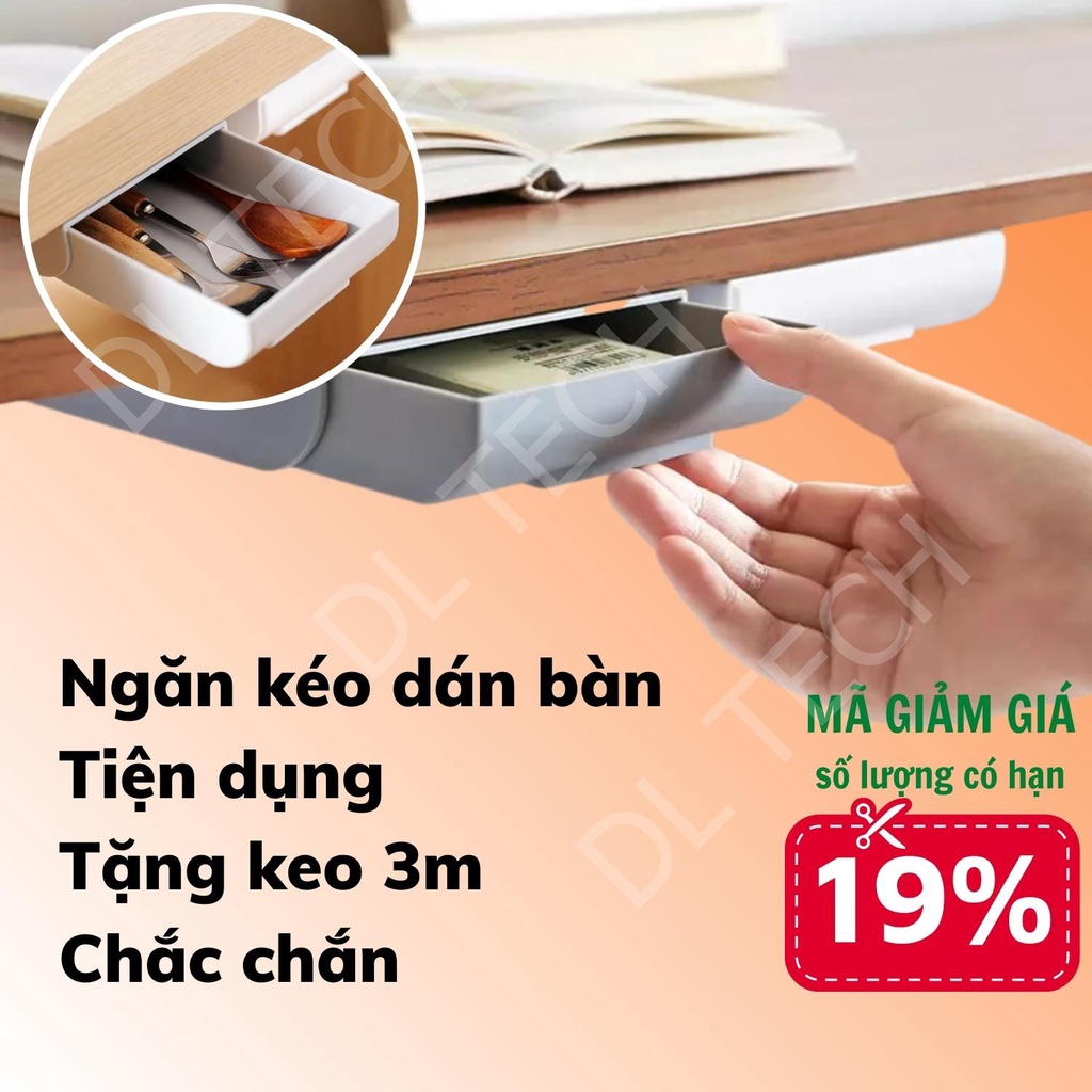 Hộc dán ngăn kéo dán gầm bàn mini để đồ tiện ích cực gọn gàng mã NK DL TECH