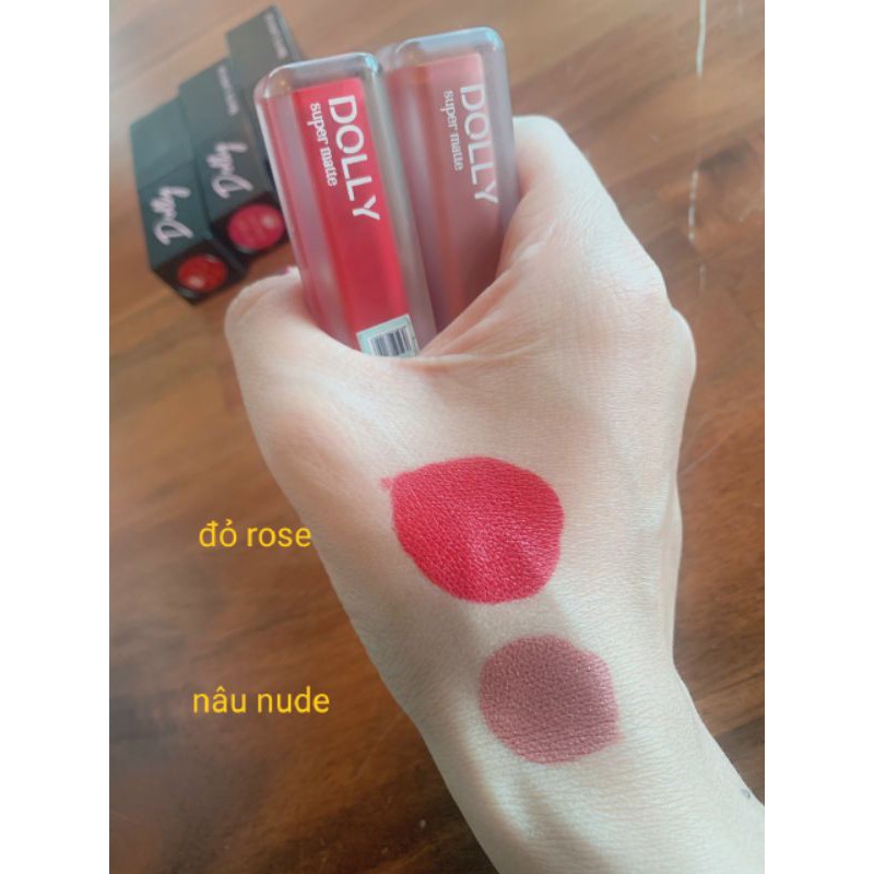 &lt;Đỏ Rose&gt;Son dolly super matte màu Đỏ Rose-màu hót