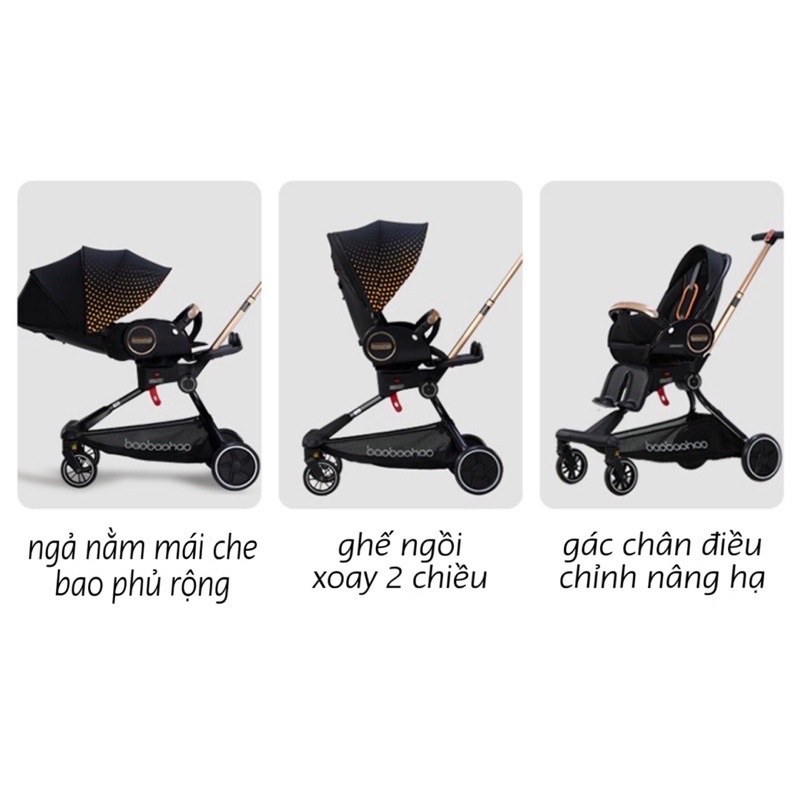 Xe Đẩy Baobaohao V9 Cho Bé Gấp Gọn Có Tư 3 Tư Thế Nằm, Ngả,ngồi Đẩy 2 Chiều Cho Trẻ Sơ Sinh Từ 0-5 Tuổi Bảo Hành 6 Tháng